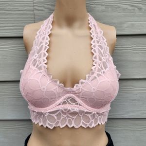 PINK | Victoria's Secret | Pink Lace Halter Bralette